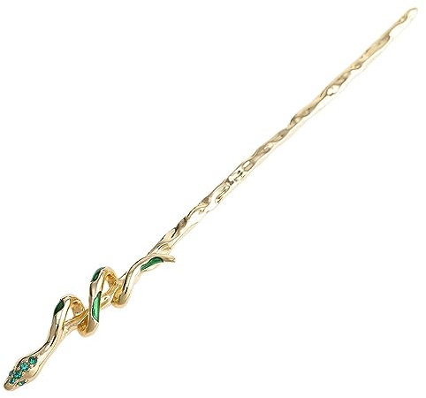 Prosy Green Spirit Snake Hair Clips Vintage Hairpiece Clips Strass Haarschmuck für Frauen Mädchen (Gold)