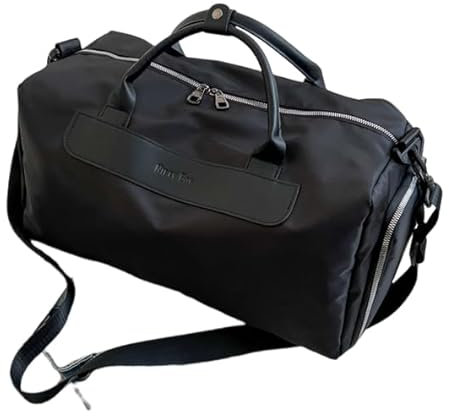 Peony and Tiger Reisetasche für Flugzeug, Sporttasche, Sporttasche, Turnbeutel für Männer und Frauen, Weekender Übernachtung, Handgepäcktasche, Schwarz