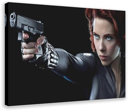 THEGIS Scarlett Johansson Leinwand-Poster, Schlafzimmer, Dekoration, Sport, Landschaft, Büro, Raumdekoration, Geschenk, Rahmen-Stil, 60 x 90 cm
