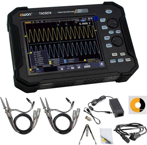 OWON TAO3074 4CH Handheld-Digitaloszilloskop mit 70 MHz Bandbreite und 1 GS/s Abtastrate, 40 M Aufzeichnungslänge, SCPI und LabVIEW unterstütztem, 8-Zoll-LCD mit hoher Auflösung