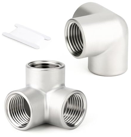 ERGAOBOY 5 piezas 1/2 BSP hilo femenino 304 acero inoxidable 3 vías codo T esquina tubo conector accesorios