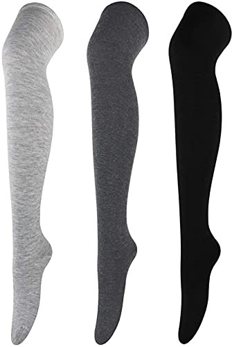 DRESHOW 3 Paia Calzini da Ginocchio Lunghi Calzettoni di Coscia Scaldamuscoli Stivali Sopra il Ginocchio Alta Calze di Avvio per Ragazze e Donna