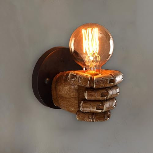 YOOCHUENG Wandlampe Vintage,Wand Lampen Innenbereich,E27 Wandleuchte,Antike Faust Wandlampe für Bar,Schlafzimmer,Arbeitszimmer,Nachttisch Glühbirne Nicht Enthalten,Linke Hand