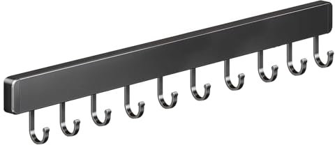 Global-Daily Kitchen Utensils Rack Wall Mounted, Kitchen Rail with Sliding Hooks, Hanging Holder for Kitchen Utensils, Spoons, and Shovels (50cm)