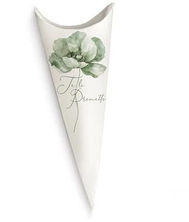 irpot Coni Portaconfetti o Porta Riso Promessa di Matrimonio confettata bomboniere economiche Fidanzamento (Papavero Verde)