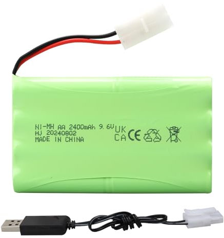 MXJFYY 9.6V 2400mAh Rechargeable NiMH Battery Pack Compatible with RC/Remote Control Toy Cars, Buggy, Boats, Helicopter, Airplane, Airsoft Guns(Battery)