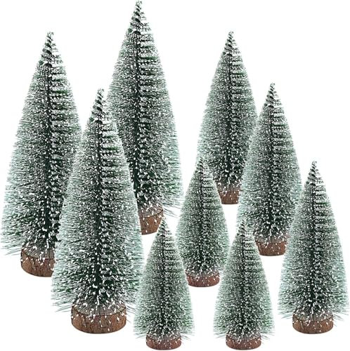 JJQHYC 9 Stück Mini Weihnachtsbaum 10cm 15cm 20cm Tannenbaum Winterdekoration Weihnachtsdeko Schnee Frost Weihnachtsbäume Weihnachten Tischdeko Kleiner Weihnachtsbaum zum Basteln