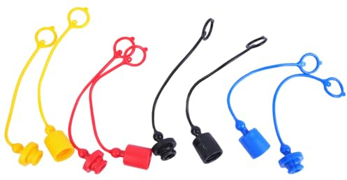 Hsthe Sea 4 Paar hydraulische Schnellkupplungen, männliche Staubkappe und weibliche Steckerabdeckung, PVC-Gummi-Staubstecker mit Sicherungsring (3/8)