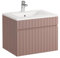 Vente-unique-Mobile per bagno sospeso scanalato con lavabo da incasso 60 cm Rosa - SATARA