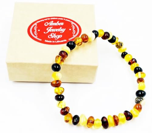 Natürlicher Bernstein Armband- Baltischer Bernsteinschmuck - Bernstein Armbänder - Echtes Bernstein Perlenarmband (Mix Baroque)