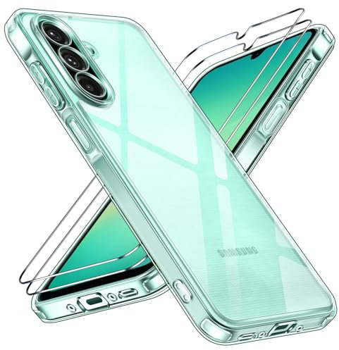 iVoler Anti Ingiallimento Chiaro Cover per Samsung Galaxy A26 5G con 2 Pezzi Pellicola Vetro Temperato, [Antiurto di Grado Militare] Custodia Trasparente Sottile Case