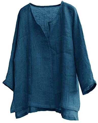 Men's Linen Shirts UK - Men's Grandad Shirt Casual Long Sleeve Shirt Summer Hippie Shirts Loose Fit Wedding Tops for Men Grandad Collar Lightweight Vacation T Shirts Navy