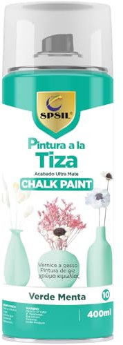 SPSIL Pintura a la Tiza Pastel en Spray color Verde Menta 400ml - Transformar Muebles y Proyectos de Carpintería - Interiores y Exteriores - Secado Rápido