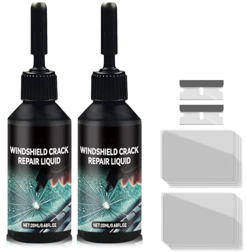 Traboto 2 Stück Steinschlag Reparaturset Windschutzscheibe, 20ml Chipped Windshield Repair Kit, Glas Cracks Reparatur Set, Zur Reparatur Löchern und Rissen (20ml*2)