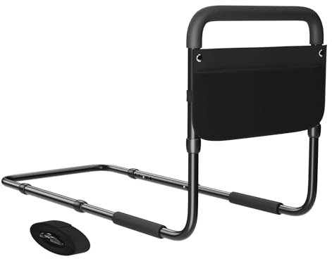 ToyaTec Griglia per letto per anziani e disabili, manico di sicurezza con ringhiera regolabile in altezza e design rimovibile, facile da installare (nero)