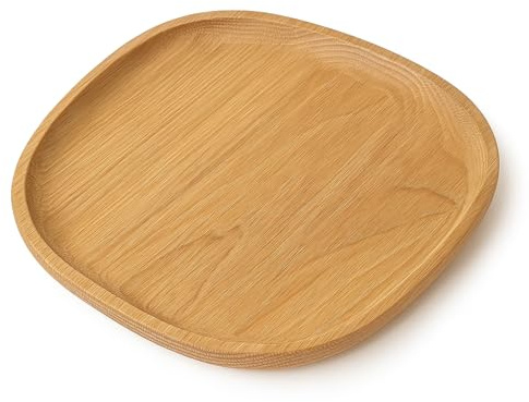 EKFJAELL dekorative Holzschale perfekt zum Servieren, Dekorieren und Präsentieren - Deko Tablett, Tischdeko Holz, Servierplatte Holz, Serviertablett (Eiche, 160x150x15 mm)