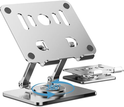 Libershine Supporto per Tablet in Alluminio Rotante, Supporto Portatile Pieghevole, Girevole a 360 gradi Regolabile, Compatibile con 4-12.9 Tablet Telefono