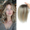 Hair Toppers for Women Fluffy Human Hair Topper 10inch Handmade Swiss Base Hairpieces 360° Cover Hairloss and Grey Hair (Ombre Light Brown with Blond Highlight)