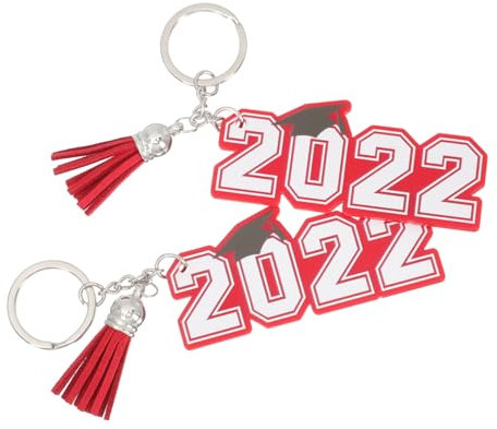 Ipetboom 2 Stück 2022 Schlüsselanhänger aus Acryl abc wickeltasche säckchen o'bag Zubehör Kette deko Schlüsselanhänger mit Taschenanhänger Abschluss- Rostfreier Stahl rot