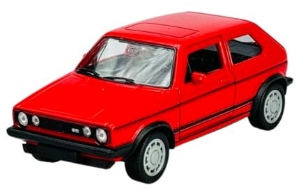 Welly Modell Auto Kompatibel mit VW Volkswagen Golf I GTI Rot 3 Türer 1974-1983 1/34-1/39 Metal Modell Auto Die Cast Neu im Kasten