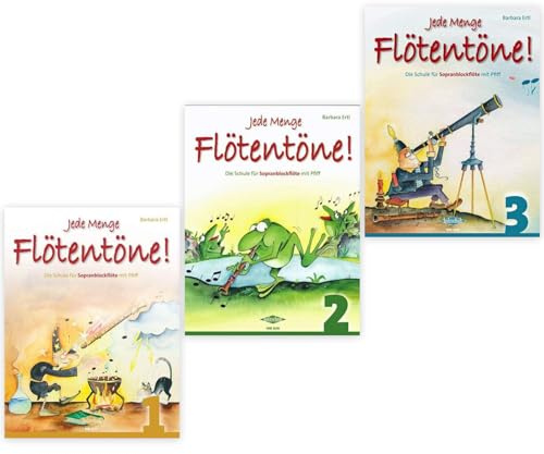 Jede Menge Flötentöne Band 1, Band 2 und Band 3 (VHR3617, VHR3618, VHR3619, 9783920470962, 9783940069511, 9783940069665) + Soundman-Notenheft + 2 Notenbleistifte (Starterset)