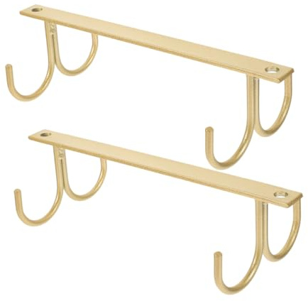 CONGARTENO 2 Pezzi Portabicchieri Sottopensile Oro da Ganci per Tazze da Organizer per Cucina Ufficio e Tazze Ordine