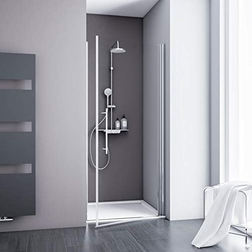 Schulte porte de douche pivotante 60 x 192 cm en niche, aspect chromé, mécanisme autolevant, montage gauche droite, verre de sécurité 5 mm antical, réglage 57.8-60.4, largeur d'accès 49.5 cm