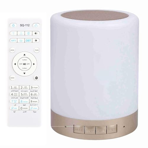 LUCKDANO Tragbarer -Lautsprecher mit 8 GB, MP3-Player, Touch-Lampe, Koran-Rezitator, Nachtlicht, Fernbedienung, 17 Sprachen, für Geschenke, Familie, Camping, Yoga