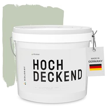 Kolorat® matte Wandfarbe, Frisches Salbeigrün 5L Hochdeckend | Made in DE | Matte Innenfarbe für Wand & Decke, hohe Deckkraft, tropft nicht, geruchsarm, für Raufaser, Putz, Gipskarton und Vlies