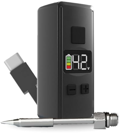 Mini Rechargeable Soldering Iron Pen, with Built-In USB C Battery Cable, Adjustable Voltage 1.5v-4.2v, LED Display, Removable Thread Burner Tip