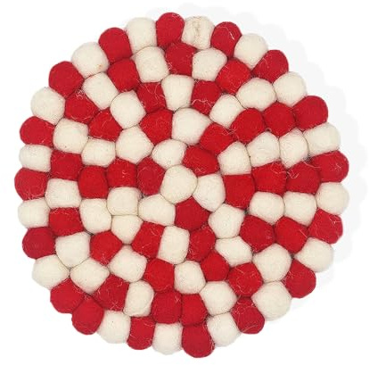 Filzuntersetzer, Rund Topfuntersetzer Hitzebeständig 20cm Filzkugel Untersetzer Topf Bunter Handgefertigte Topf Halter für Tassen Pfannen Teller