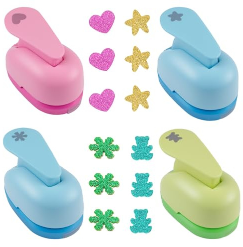 DGN 4 Piezas Perforadora Papel Niños, Troqueladoras para Manualidades