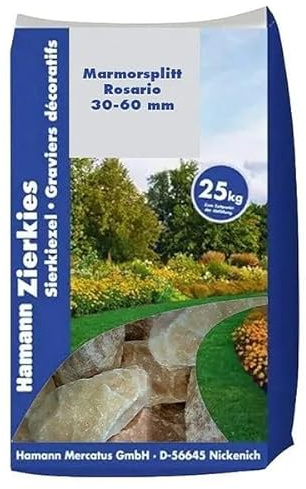 Marmorsplitt Rosario 30-60 mm 25 kg I Zierkies Marmorsplitt I Splitt Einfahrt rosario I Marmorsplitt Landschaftsbau I Gartengestaltung Kies I Dekoration I Dekorkies