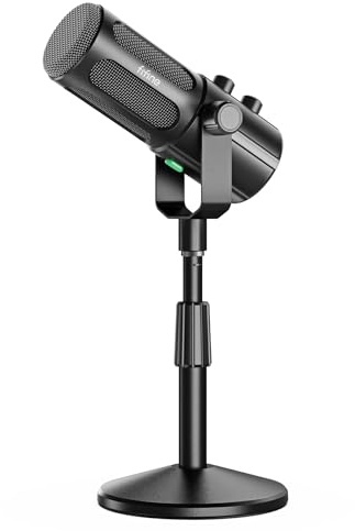 FIFINE AmpliTank TANK6S Vocal Dynamic Microphone XLR/USB Desktop Mic | Podcast Microphone with Height-Adjustable Stand, Mute, Monitoring, Studio Metal, for Streaming Content Creation Recording