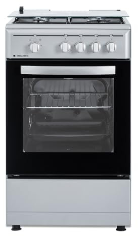 Aspes Cocina Gas Butano 4 Zonas de Cocción, Horno 43 L, Inox, AKG4501X. Control Manual, 2 Programas de Cocción, Cristal en Puerta de Doble Capa, Tapa Abatible