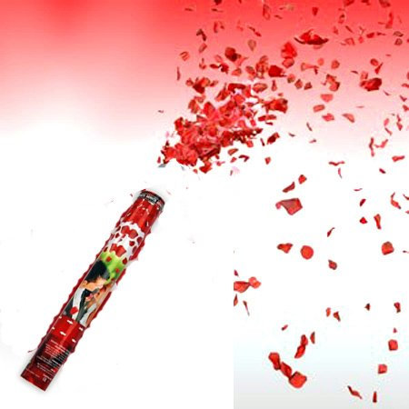 2 x Rosen Regen mit roten Rosenblättern Konfetti Kanone Shooter Hochzeit Konfettibome Partypopper