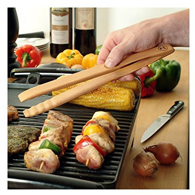 Zetzsche Grillzange – Küchenzange 30 cm lang aus Buchen Holz, Made in Germany