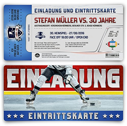 Einladungen (10 Stück) zum Geburtstag als Eishockey Eintrittskarten Ticket Karten