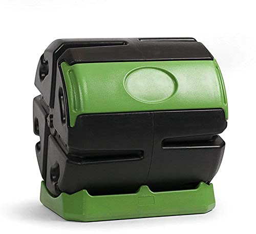 FCMP Outdoor HOTFROG Rolling Single Chamber Batch Tumbling Composter - Outdoor Rotating Garden Compost Bin (HF-RC4000WB) Black & Green (37-Gallon)