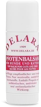 DELARA Pfotenbalsam für Hunde und Katzen, hochwertige Pfotenschutz-Creme in DAB-Qualität als praktischer Stick zur wirksamen Pflege empfindlicher und rissiger Pfoten – Made in Germany