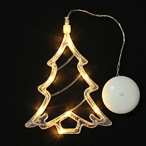 LEDMOMO Weihnachtsbeleuchtung - Weihnachtsbaum hängenden Fensterlicht mit Saugnapf und batteriebetrieben für Weihnachtsdekoration (warmes weißes Licht)
