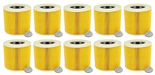 vhbw 10x Faltenfilter Ersatz für Kärcher 6.414-789.0 | 6.414-789 für Staubsauger - Patronenfilter Gelb