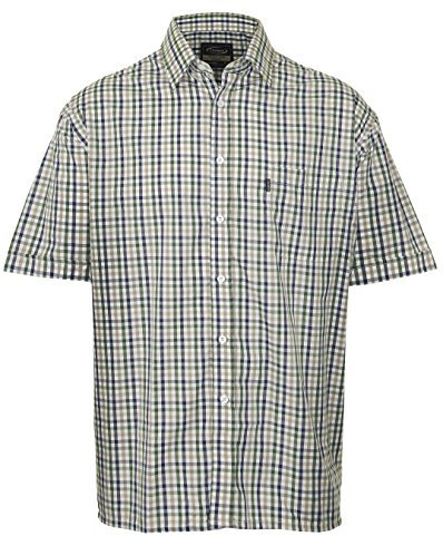 Champion Mens Short Sleeve Shirt Yarn Dyed Polyester Cotton FINE Quality Shirt (XL 17-17.5, Green 3036)