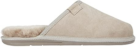 Vanuba Soay Handmade Herrenhausschuhe, Naturleder, 100% Schafwolle, Warme und Bequeme Hausschuhe, Velours Beige, Leder Beige, 41 EU
