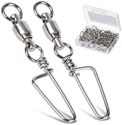 AMYSPORTS High Strength Fishing Snap Swivels - Ball Bearing Barrel Swivels, Stainless, Saltwater Corrosion Resistant - 25pcs, 31lbs