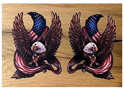 24/7stickers #659 / 2X Aufkleber Adler je 12,5 x 9 cm Eagle Chopper Bobber Biker Motorrad USA Vintage Retro Oldtimer