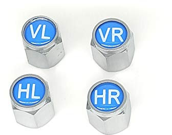 1 Set Ventilkappen Auto mit Beschriftung Blau VL VR HL HR Reifenmarkierung Aluminium DIK167