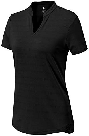 YSENTO Womens Running Sports T-Shirts Short Sleeve Ladies Golf Tennis Yoga Tops V-Neck Active Tee(Black,L)