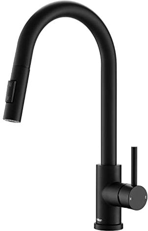 Tohlar Wasserhahn Küche Schwarz, Hochdruck Küchenarmatur Ausziehbar 360° schwenkbar Armatur Küche Küchenarmatur aus Edelstahl, Moderner Einhand Spültischarmatur