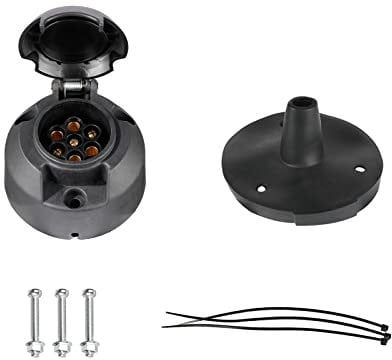 BEIJISTAR Zócalo de Remolque 7 Pines con Junta de Goma, Enchufe Remolque 7 Pines Hembra, 12V Impermeable Conector de Zócalo Remolque, para Camión RV Coche Caravana